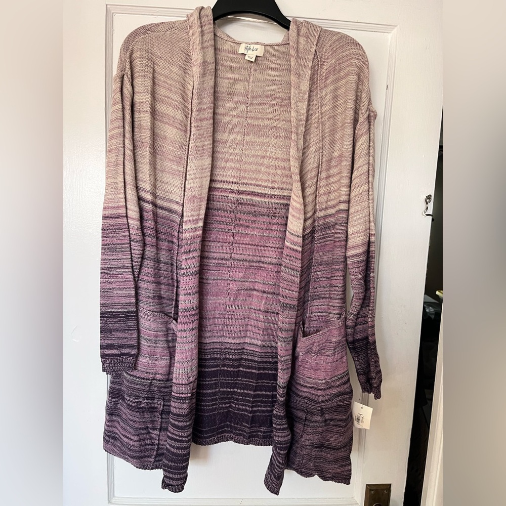 Style & Co. Women's Sweater - Purple and Cream